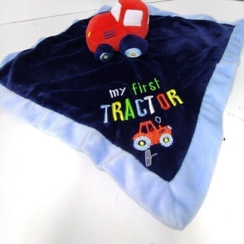 My First Tractor Baby Blanket Lovey Security Blanket Plush Tractor Toy‎ Blue
